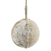 Vickerman 4" Half Burlap Half Birch Glitter Ball Ornament