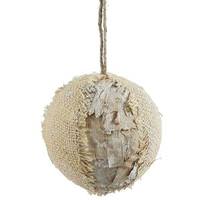 Vickerman 5.5" Half Burlap Half Birch Glitter Ball Ornament