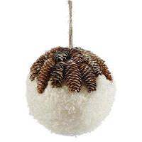 Vickerman 6" Snow Ball with Pine Cone Top Ornament