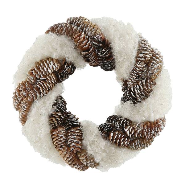 10" Artificial Snow and Pine Cone Twisting Wreath