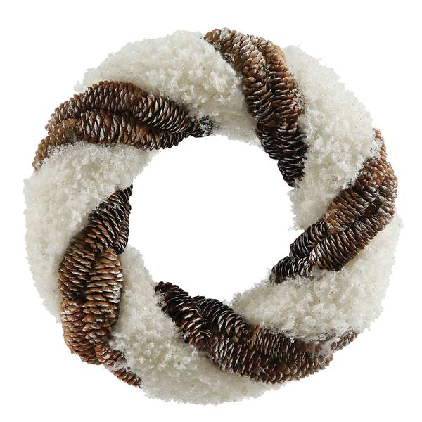 13" Artificial Snow and Pine Cone Twisting Wreath