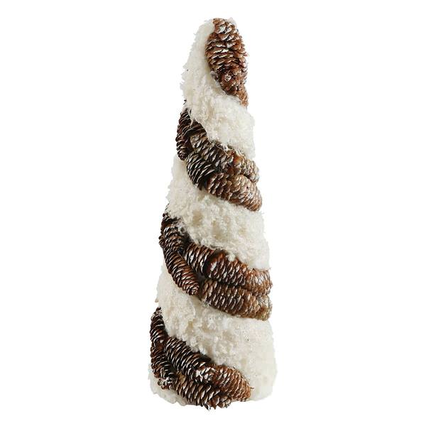 16" Snow and Pine Cone Twisting Tree