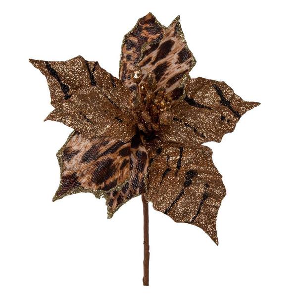 8" Tiger Poinsettia Pick
