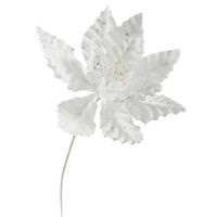 Vickerman 8" White Sparkle Poinsettia Pick