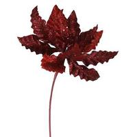 Vickerman 8" Red Sparkle Poinsettia Pick