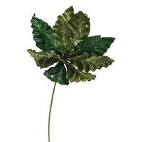 Vickerman 8" Green Sparkle Poinsettia Pick