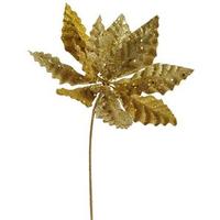 Vickerman 8" Gold Sparkle Poinsettia Pick