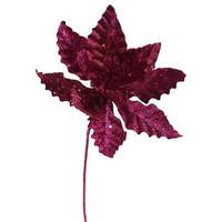 Vickerman 8" Cerise Sparkle Poinsettia Pick