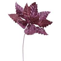Vickerman 8" Magenta Sparkle Poinsettia Pick