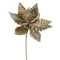 Vickerman 8" Champagne Sparkle Poinsettia Pick