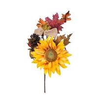 Vickerman 16" Artificial Sunflower Burlap Pine Cone Pick