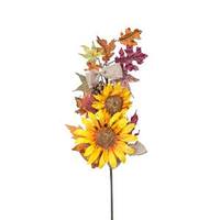 Vickerman 28" Artificial Sunflower Burlap Pine Cone Pick
