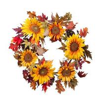 Vickerman 24" Artificial Sunflower Burlap Pine Cone Wreath