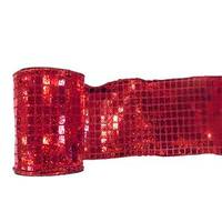 Vickerman 4" x 10yd Red Mesh Metallic Check Ribbon