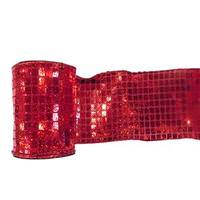 Vickerman 6" x 10yd Red Mesh Metallic Check Ribbon