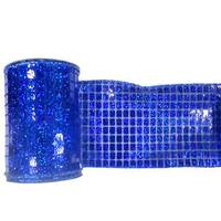 Vickerman 6" x 10yd Cobalt Mesh Metallic Check Ribbon