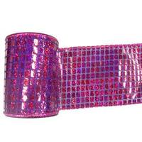 Vickerman 4" x 10yd Fuchsia Mesh Metallic Check Ribbon