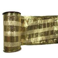 Vickerman 2.5" x 10yd Gold Striped Ribbon