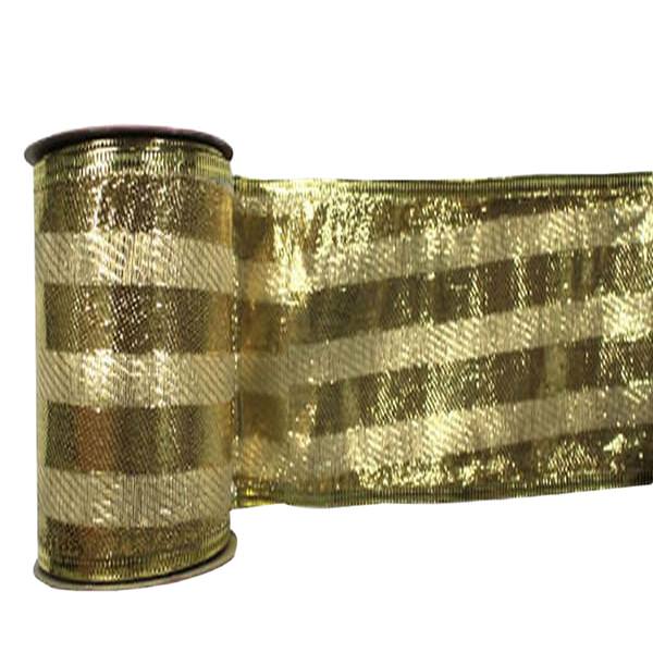 4" x 10yd Gold Striped Ribbon
