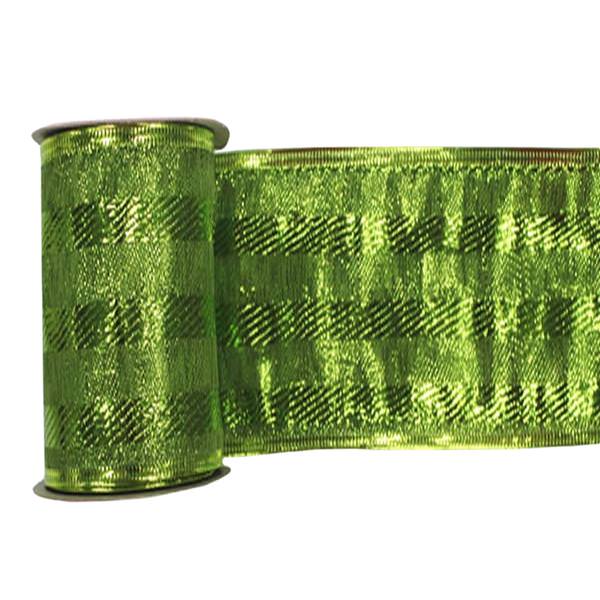 4" x 10yd Lime Striped Ribbon