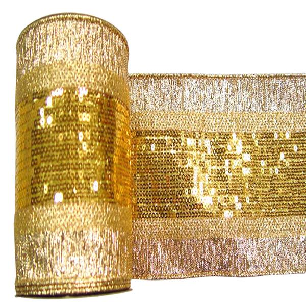 4" x 10yd Gold Sequin Weave Ribbon