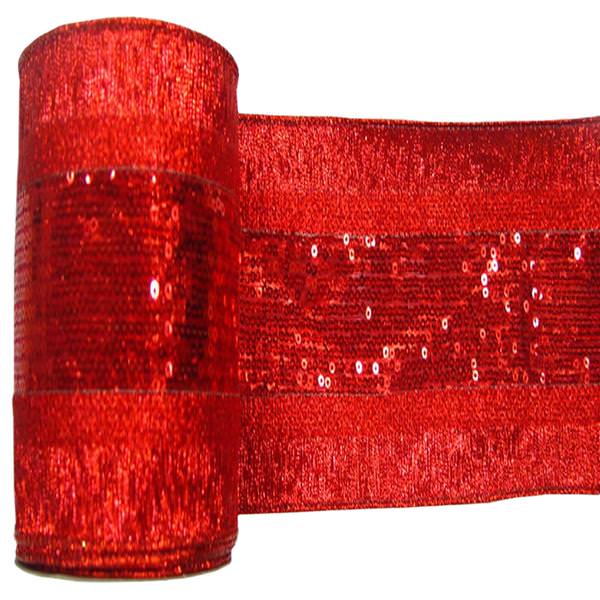 4" x 10yd Red Sequin Weave Ribbon