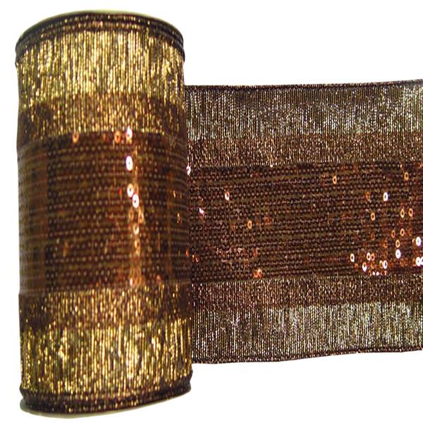 4" x 10yd Mocha Sequin Weave Ribbon