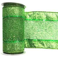 Vickerman 4" x 10yd Lime Diamond Mesh Edged Ribbon