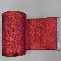 Vickerman 4" x 10yd Red / Silver Shiny Weave Ribbon