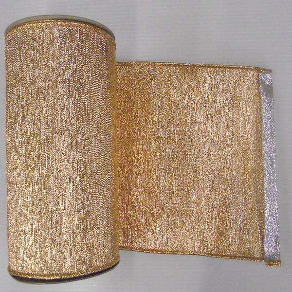 4" x 10yd Gold / Silver Shiny Weave Ribbon