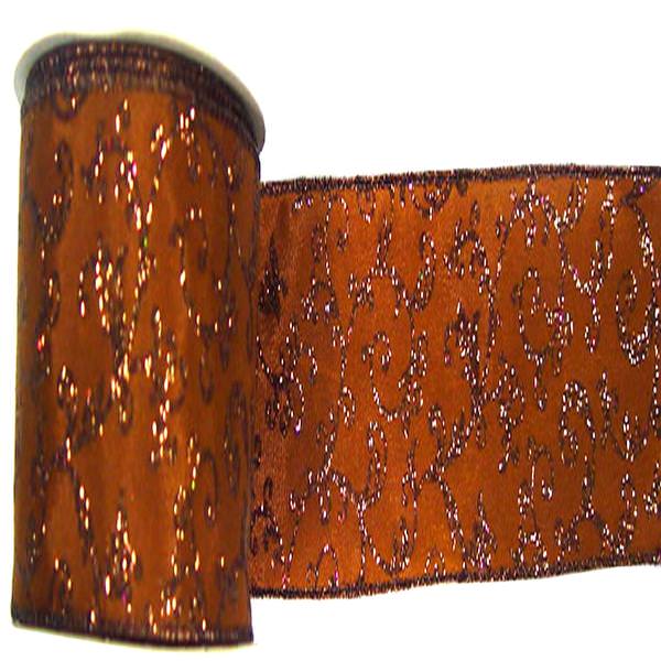 2.5" x 10yd Mocha / Mocha Swirl Ribbon