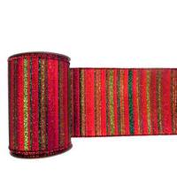 Vickerman 2.5" x 10yd Red Glitter Stripe Ribbon