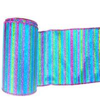 Vickerman 2.5" x 10yd Light Blue Glitter Stripe Ribbon