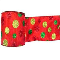 Vickerman 2.5" x 10yd Red Glitter Dots Ribbon