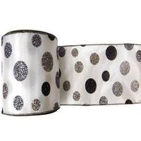 Vickerman 2.5" x 10yd White Glitter Dots Ribbon