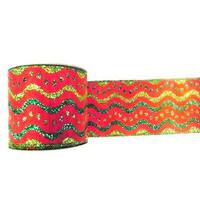 Vickerman 2.5" x 10yd Red / Lime / Green Swirl Dots Ribbon
