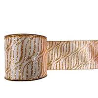 Vickerman 4" x 10yd Cream / Gold Zebra Ribbon