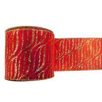 Vickerman 4" x 10yd Red / Gold Zebra Ribbon