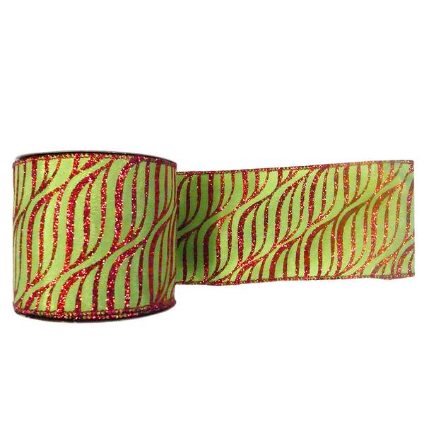 2.5" x 10yd Lime / Red Zebra Ribbon