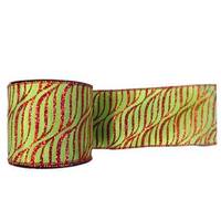 Vickerman 2.5" x 10yd Lime / Red Zebra Ribbon