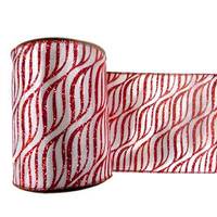 Vickerman 2.5" x 10yd White / Red Zebra Ribbon