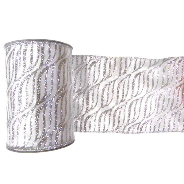 2.5" x 10yd White / Silver Zebra Ribbon