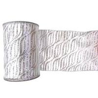Vickerman 2.5" x 10yd White / Silver Zebra Ribbon
