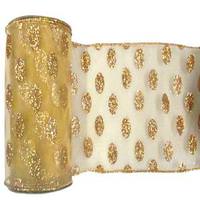 Vickerman 2.5" x 10yd Gold Glitter Dot Mesh Ribbon