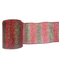 Vickerman 4" x 10yd Red / Green Glitter Swirl Mesh Ribbon