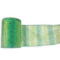 Vickerman 4" x 10yd Lime / Green Glitter Swirl Mesh Ribbon