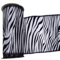 Vickerman 2.5" x 10yd White / Black Velvet Zebra Ribbon