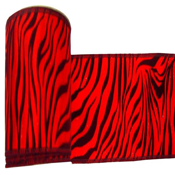 4" x 10yd Red / Burgundy Velvet Zebra Ribbon