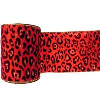Vickerman 2.5" x 10yd Red Velvet Burgundy Leopard Ribbon