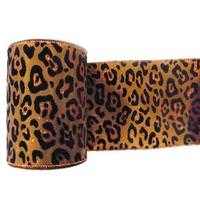 Vickerman 2.5" x 10yd Brown Velvet Black Leopard Ribbon